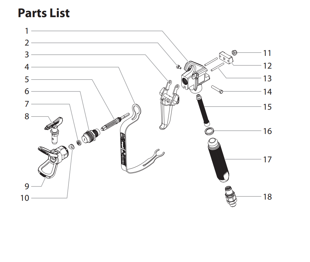 LX-80 II Professional Airless Striping Gun Parts List